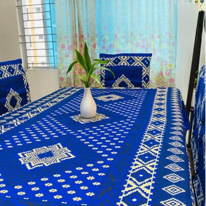 Blue Block Print Table Cloth